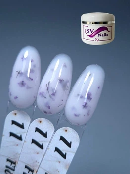 Гель з сухоцвітами для декору нігтів Flowers Gel SVN 11 (5гр) молочний