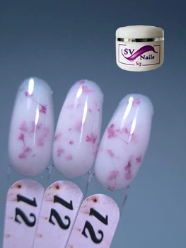 Гель з сухоцвітами для декору нігтів Flowers Gel SVN 12 (5гр) молочний