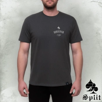 Футболка з бавовни чоловіча Split be free "SURVIVOR" графит XL