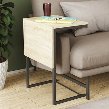 Стол журнальный приставной Терри Комбо Ferrum-decor 345x662x440 Черный металл ДСП Дуб Сонома 16 мм (FRD-105139)