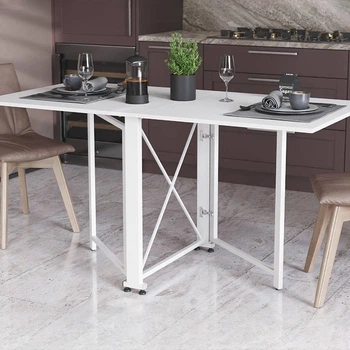 Стол-книга трансформер Орион 2 Ferrum-decor 750x1520x730 Белый металл ДСП Белое 16 мм (FRD-104590)