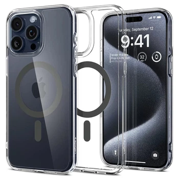 Чехол для Iphone 15 Pro Spigen Ultra Hybrid MagSafe Graphite прозрачный противоударный ACS06716
