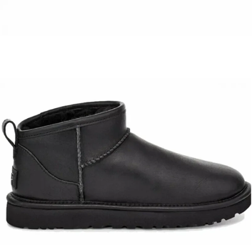 Жіночі уггі Ультра Міні Чорні Шкіряні UGG Classic Ultra Mini Black Leather 1 (38, чорний)