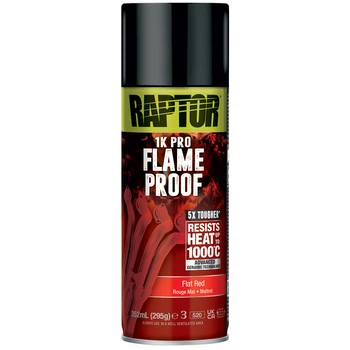 Эмаль огнестойкая Raptor™ 1K PRO Flameproof 1000°C Красная матовая 352 мл