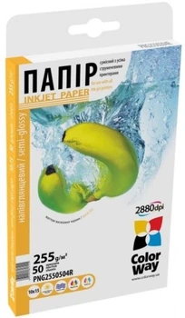 Папір 10x15см 255г/м² ColorWay напівглянцевий, PNG255-50