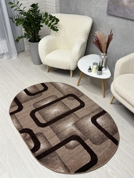 Ковер с невысоким ворсом Espresso 0.8х1.5 м. Овал Beige 02574D