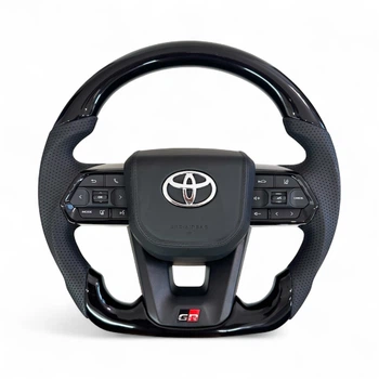 Анатомический руль для Toyota Land Cruiser 100, Prado 120. GR. Рояльный лак. Подушка из кожи - логотип хром.
