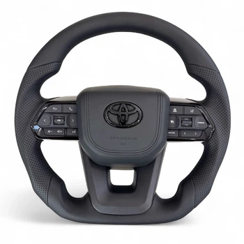 Анатомический руль для Toyota Land Cruiser 100, Prado 120. Кожа. Подушка из кожи – черный логотип. В сборе.