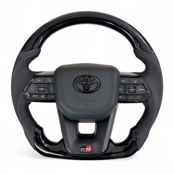 Анатомічне кермо для Toyota Land Cruiser 200, Prado 150. GR. З підігрівом. Рояльний лак. Подушка зі шкіри - чорний логотип. В зборі.
