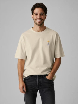 Футболка хлопковая длинная мужская Trendyol TMNSS25TS00161 S Stone (8684737442542)
