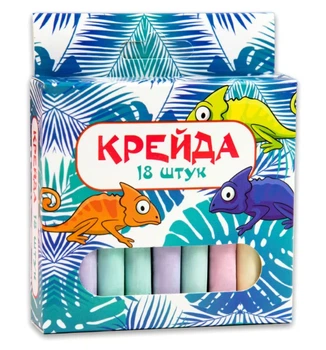 Мел маленький круглый, 18 штук, разноцветный, Стратег, 2 шт. в упаковке