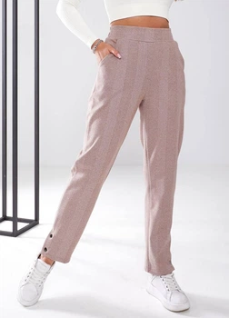 Зауженные женские теплые брюки с высокой талией на резинке 1895603 L-XL (50-52) Твид