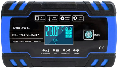 Автоматичний зарядний пристрій Eurokomp 12 V 8 A - 24 V 4 A E6148 (5903933691992)