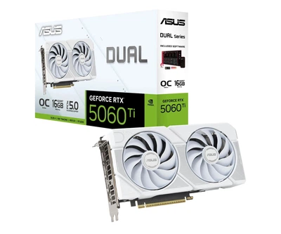 Відеокарта ASUS GeForce RTX 5060 Ti Dual OC White 16GB GDDR7 DLSS4 (DUAL-RTX5060TI-O16G-WHITE) EU