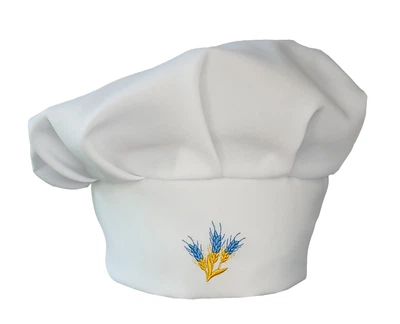 Ковпак кухарський з вишивкою "Колоски" білий