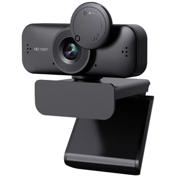 Веб-камера SWT C217 FullHD 1080P (1920х1080) микрофон с шумоподавлением и шторка на объектив Black