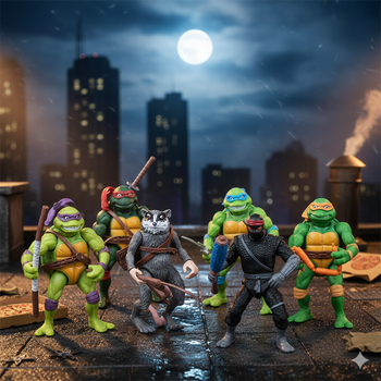 Игровой набор 6в1 фигурки Черепашки Ниндзя и аксессуары