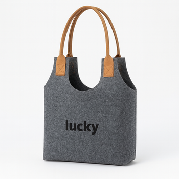 Шоппер фетровый с короткими ручками «Lucky» 50х30см U-образная форма серый