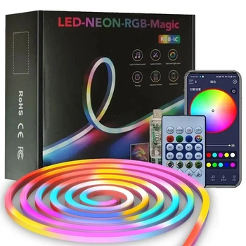 Гнучкий неон RGB 5 м USB розумний з додатком на телефон Світлодіодна стрічка неонова