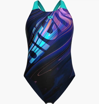 Купальник закритий жіночий Arena Flow Swimsuit V Back Lb 42 темно-синій 008935-790