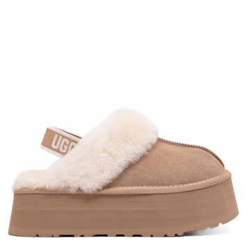Жіночі уггі Сандалі Платформа Бежеві Замша UGG Funkette Slippers Platform Sand (39, бежевий)