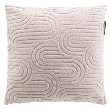 Poduszka dekoracyjna Douceur d'interieur Pila z pluszowym wzorem 45 x 45 cm Beżowa (3574386124492)