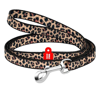 Поводок для кошек и мелких пород собак WAUDOG Nylon Leopard XS леопард 10 мм, длина 122 см, металлический карабин 369-4066