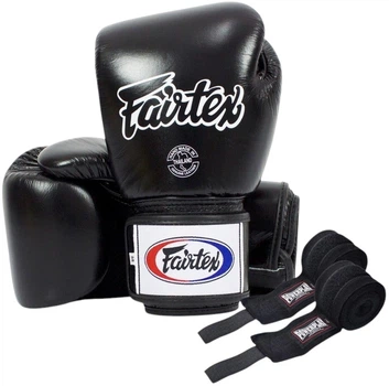 Боксерські рукавиці Fairtex BGV1 Black 18 унцій (бинти в комплекті)