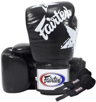 Боксерські рукавиці Fairtex BGV1 Nation Print Black 14 унцій (бинти в комплекті)
