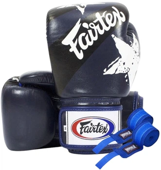 Боксерські рукавиці Fairtex BGV1 Nation Print Blue 14 унцій (бинти в комплекті)