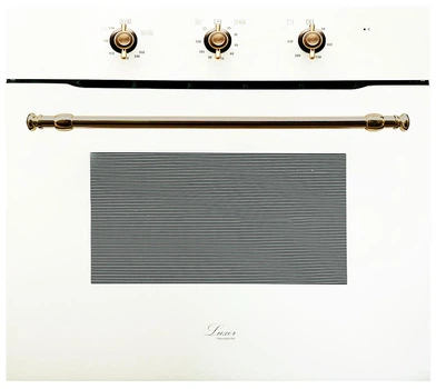 Духовой шкаф газовый Luxor Qualität 60 GIO White Grill Gold Classico конвектор, белое стекло , золотой, белый