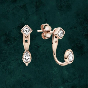 Серебряные сережки "Геометрические формы" Pandora (Пандора) 288509c01 с покрытием 14к золотом
