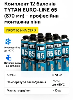 Піна 12 шт\кт. монтажна TYTAN EURO-LINE 65 професійна (870 мл)