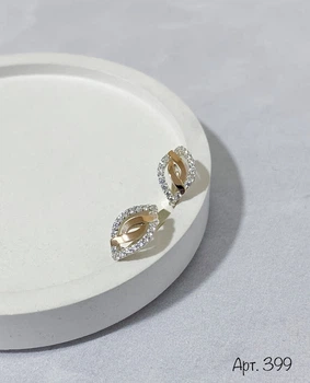 Серебряные серёжки с золотой пластиной Листики