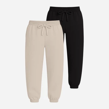 Набір спортивних штанів жіночих Ray Premium Loose U0909W-Cream-Black XL 2 шт Бежевий/Чорний (RAY2000000048604)
