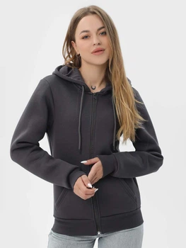 Толстовка на молнии утепленная с капюшоном женская Ray Basic U0405LW-Dark Grey M Темно-серая (RAY2000000041445)