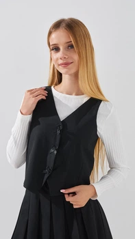 Жилет однотонний для дівчинки MOYABERLA H006 146 см Чорний shop (2000999161773)