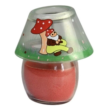 Свеча в стеклянной банке "Гном уснул под грибом", 6x9 см.