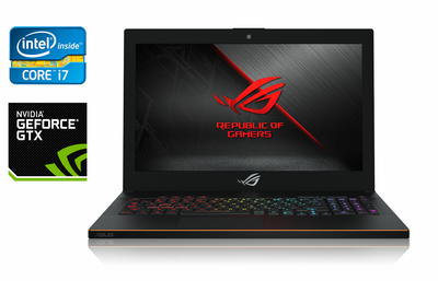 Игровой ноутбук Asus ROG GU501GM / 15.6" (1920x1080) IPS / Intel Core i7-8750H (6 (12) ядер по 2.2 - 4.1 GHz) / 32 GB DDR4 / 256 GB SSD + 1000 GB HDD / nVidia GeForce GTX 1060, 6 GB GDDR5, 192-bit / WebCam / Windows 10 б/у