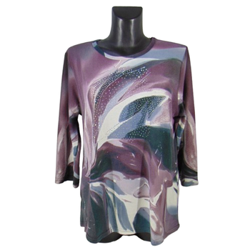 Пуловер со стразами 2XL-3XL бордовый Rbossi 1673