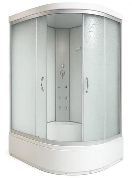 Гидромассажная кабина KO&PO 218 222 (L) 120х80х215 см душевой бокс с глубоким поддоном левая ассиметричая стекло матовое с рисунком (C15135)