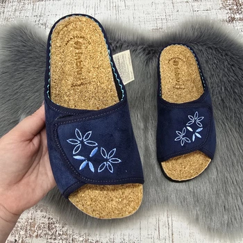 Тапочки женские Inblu синие на липучке с пробковой стелькой 38р (24,5 см) 4710