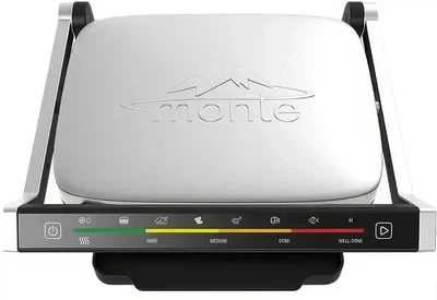 Контактный электрогриль Прижимной MONTE MT-3307 2000 Вт с антипригарными пластинами и 4 уровнями прожарки
