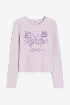 Топ з довгим рукавом для дівчинки H&M 146-152см (10-12Y) лавандовий