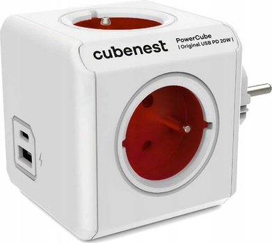 Розгалужувач мережі Cubenest PowerCube Original USB A+C PD 20W Red (PC220RD)