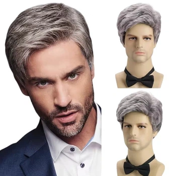 Парик мужской короткий пепельный седой, термоволокно DC WIG-M54