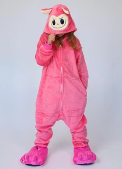 Дитяча кігурумі Labubu для дівчинки та підлітків на блискавці Kigurumi Лабубу рожевий M 155-165 см (2069/2)