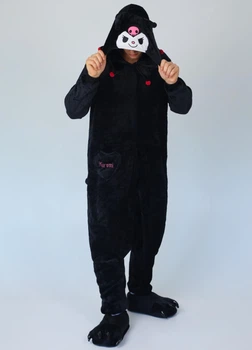Мужские кигуруми пижама Kuromi взрослая и подростковая на молнии Kigurumi Куроми чёрный XL 175-185 см (1135/2)