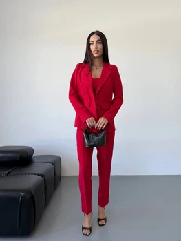Женский костюм (пиджак + топ + штаны) Fashion 9ANN_1680Red S Красный (2000000956084)