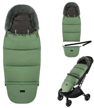 Зимовий конверт в коляску 2в1 Momi Sleeping Bag Green дитячий флісовий конверт універсальний спальний мішок у коляску, санки, автокрісло з капюшоном, трансформується у сумку для аксесуарів, дитячий утеплений конверт на зиму